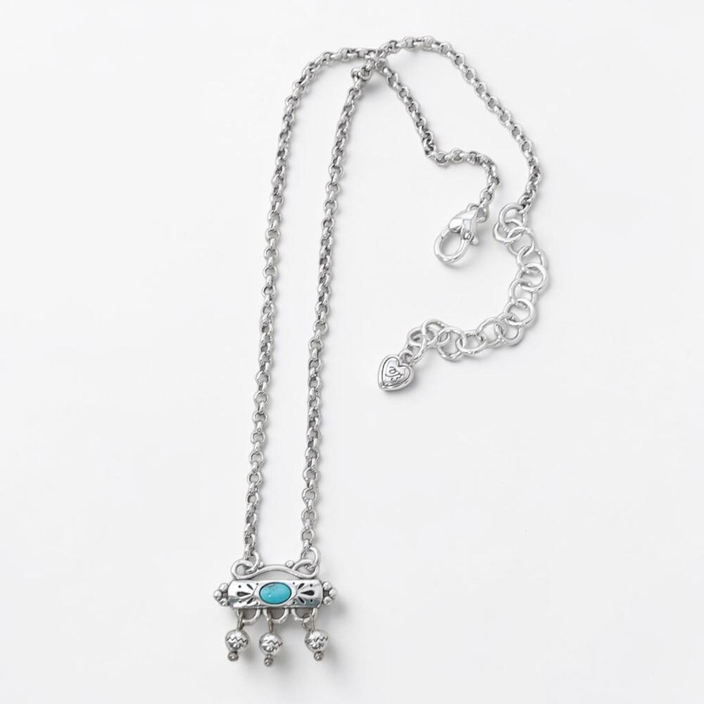 Brighton Prairie Turquoise Howlite Bar Pendant Necklace Southwest Silver Retired